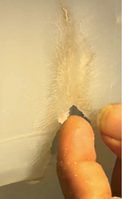 Confirmed case of plastic surface damage from UVC exposure