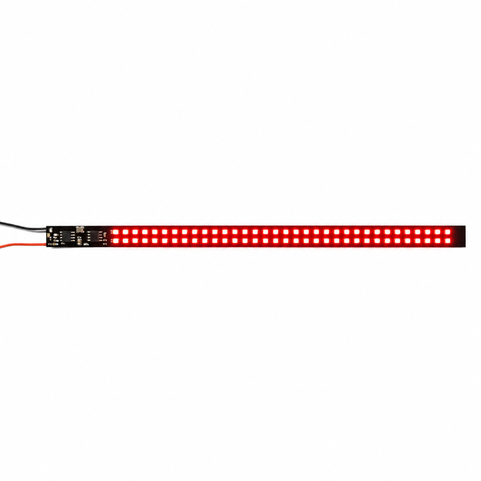 Red strobe effect on a cycling backpack LED strip