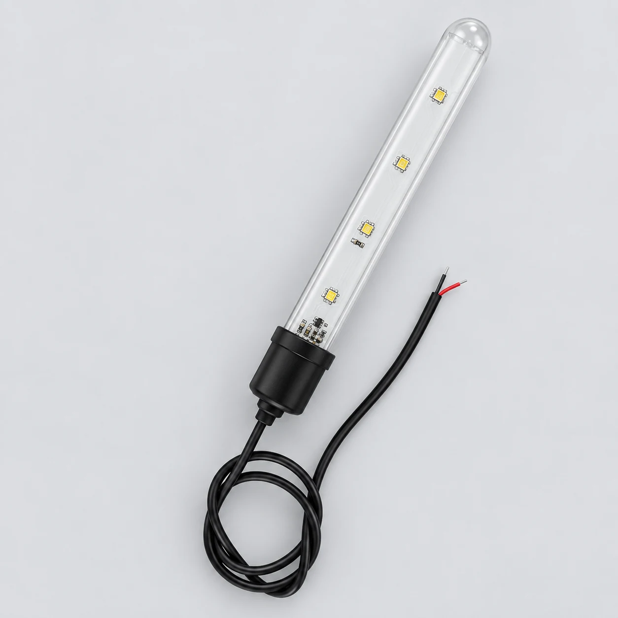 Single waterproof UVC lamp with quartz tube, base and cable